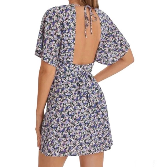 Flower Print Summer Mini Flare Dress Size M - Picture 2 of 13